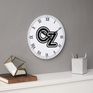 Grande Horloge Ronde Magasin noir et blanc vintage de conte fée Oz