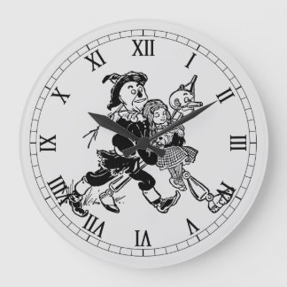 Grande Horloge Ronde Mage de l'Oz vintage Dorothy dormant avec des pavo