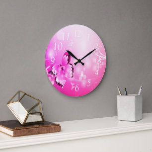Grande Horloge Ronde Magenta Butterfly