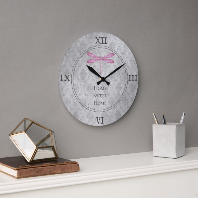 Grande Horloge Ronde Magenta Dragonfly Damas (Bureau)