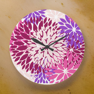 Grande Horloge Ronde Magenta Peach Burgundy and Purple Stylias