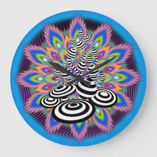Grande Horloge Ronde Magic Mushrooms psychédélic design Wall Clock.