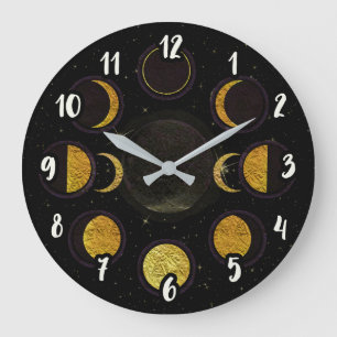 Grande Horloge Ronde Magical Black & Gold Moon Phases