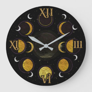 Grande Horloge Ronde Magical Black & Gold Moon Phases