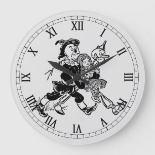 Grande Horloge Ronde Magicien vintage d'Oz Dorothy dormant avec des pav