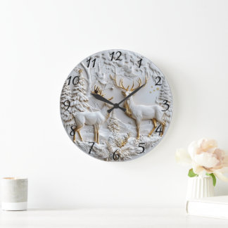 Grande Horloge Ronde Magie hivernale des rennes de Noël