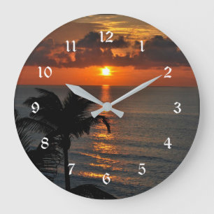 Grande Horloge Ronde Magnifique coucher de soleil tropical