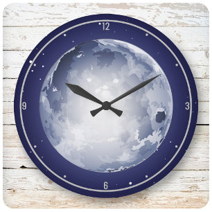 Grande Horloge Ronde Magnifique Moon Celestial Stars Space Sky Luna