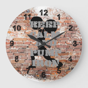 GRANDE HORLOGE RONDE MAGNIFIQUE MUR EN BRIQUE DE GRUNGE