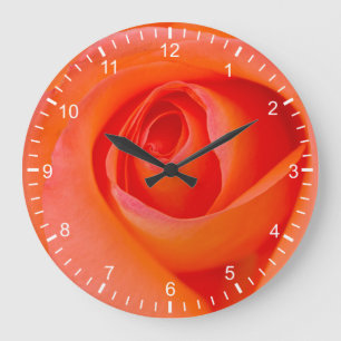 Grande Horloge Ronde Magnifique Orange Rose Bud