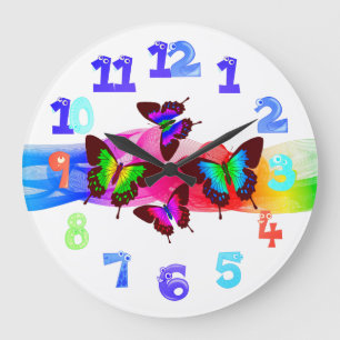 Grande Horloge Ronde Magnifique Papillons d'été Artwork Artbow Coloris