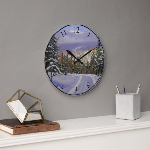 Grande Horloge Ronde Magnifique scène de neige de montagne du Colorado
