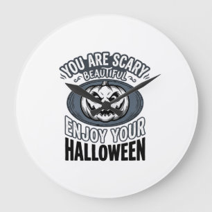 Grande Horloge Ronde Magnifique T-shirt Halloween Citrouille Vintage Ef
