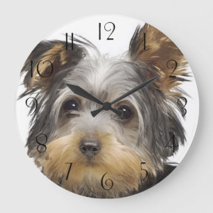 Grande Horloge Ronde Magnifique Yorkshire Terrier