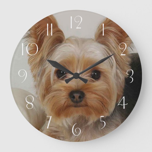 Grande Horloge Ronde Magnifique Yorkshire Terrier (Recto)