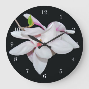 Grande Horloge Ronde Magnolia blanche
