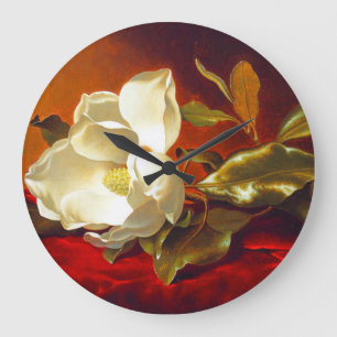 Grande Horloge Ronde Magnolia sur Red Velvet Martin Johnson Heade