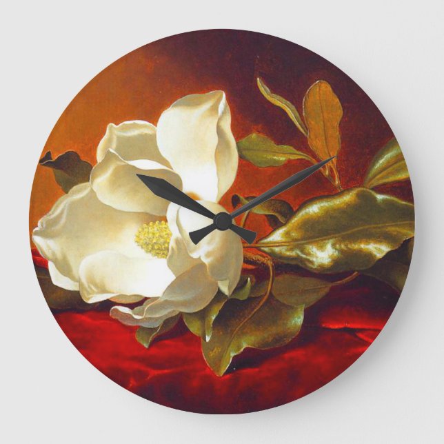 Grande Horloge Ronde Magnolia sur Red Velvet Martin Johnson Heade (Recto)