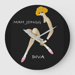 Grande Horloge Ronde Mah Jongg Diva Wall Clock