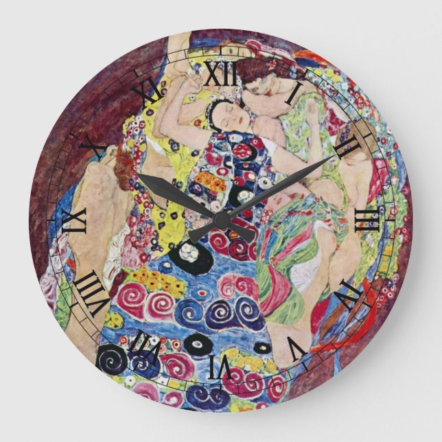 Grande Horloge Ronde Maiden (Vierge), Gustav Klimt, Art Nouveau Vintage (Recto)
