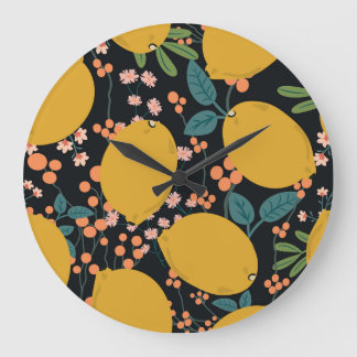 Grande Horloge Ronde Main de l'arbre des agrumes tirée : Vintage