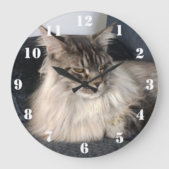 Grande Horloge Ronde Maine Coon (Recto)