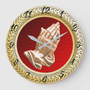 GRANDE HORLOGE RONDE MAINS DE PRIÈRE