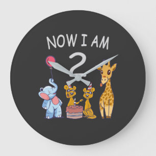 Grande Horloge Ronde Maintenant j'ai 2 ans 2ème anniversaire au Zoo T-S