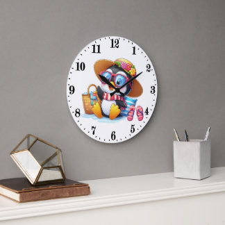 Grande Horloge Ronde Maison de plage de pingouin mignonne