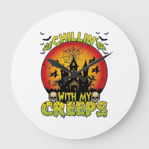 Grande Horloge Ronde Maison hantée de Chillin Creeps Halloween Sorcière