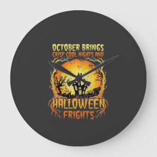 Grande Horloge Ronde Maison hantée des terreurs d'Halloween Pleine lune