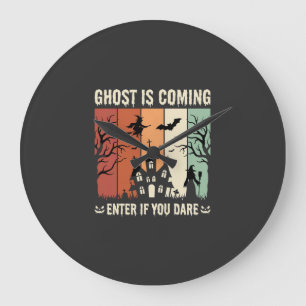 Grande Horloge Ronde Maison Hantée Fantôme d'Halloween Arrive