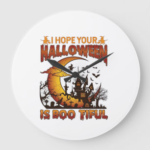 Grande Horloge Ronde Maison Hantée Halloween Boo Tiful Croissant de Lun