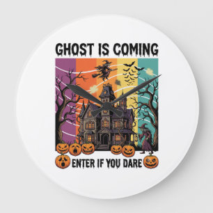 Grande Horloge Ronde Maison Hantée Halloween Fantôme Arrive Pompe à Sor