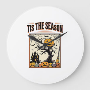 Grande Horloge Ronde Maison Hantée Halloween Fantôme C'est La Saison_1