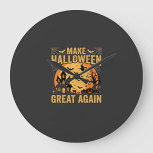 Grande Horloge Ronde Maison Hantée Halloween Génial Encore Citrouille