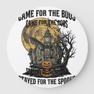 Grande Horloge Ronde Maison Hantée Halloween Gravure Vintage T Spooky