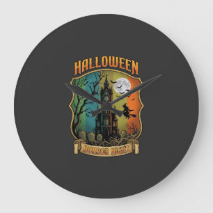 Grande Horloge Ronde Maison Hantée Halloween Horreur Sorcière Pleine Lu