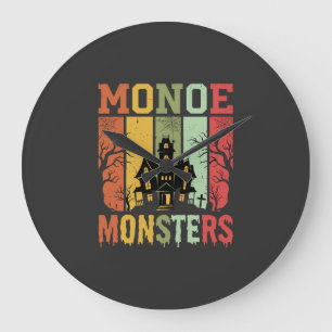 Grande Horloge Ronde Maison Hantée Halloween Monstres Rétro
