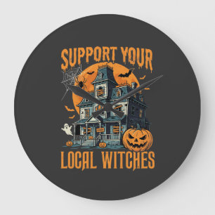 Grande Horloge Ronde Maison Hantée Halloween Soutenez Vos Sorcières Loc
