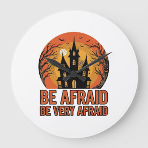 Grande Horloge Ronde Maison hantée Sois effrayé Design Halloween vintag
