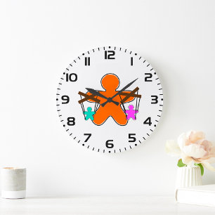 Grande Horloge Ronde Maître de Marionnettes en Pain d'Épices Contrôlant