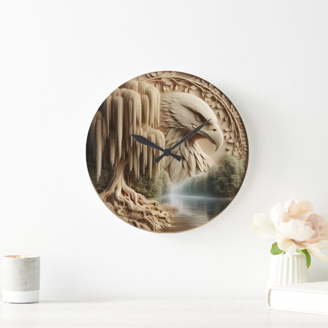 Grande Horloge Ronde Majestic Eagle surplombant le lac Serene (Maison)