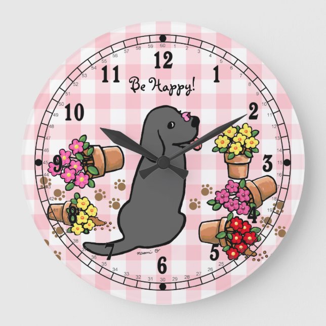 Grande Horloge Ronde Malicieux Black Labrador (Recto)