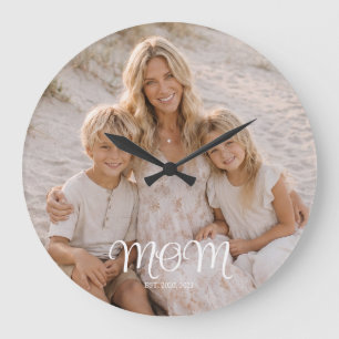 Grande Horloge Ronde Maman a établi une photo de script blanc moderne