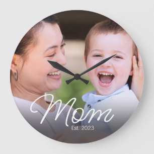 Grande Horloge Ronde Maman a établi une photo de script blanc moderne