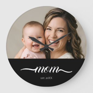 Grande Horloge Ronde Maman a établi une photo de script blanc moderne