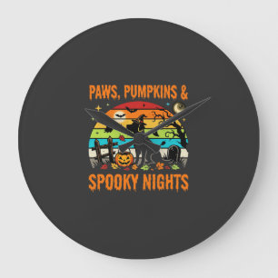 Grande Horloge Ronde Maman Chien Halloween Nuit Squelettique