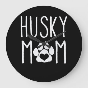 Grande Horloge Ronde Maman de Husky Dog lover Dog Decor