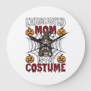 Grande Horloge Ronde Maman Épuisée Est Déguisement Halloween Sorcière C